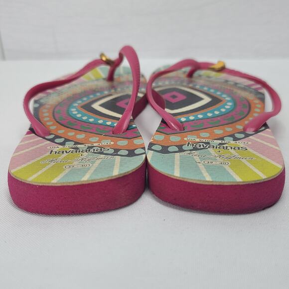 Havianas + Mara Hoffman Flip Flops 9/10 Womens Sandals Pink Rainbow Colorful - Picture 7 of 9